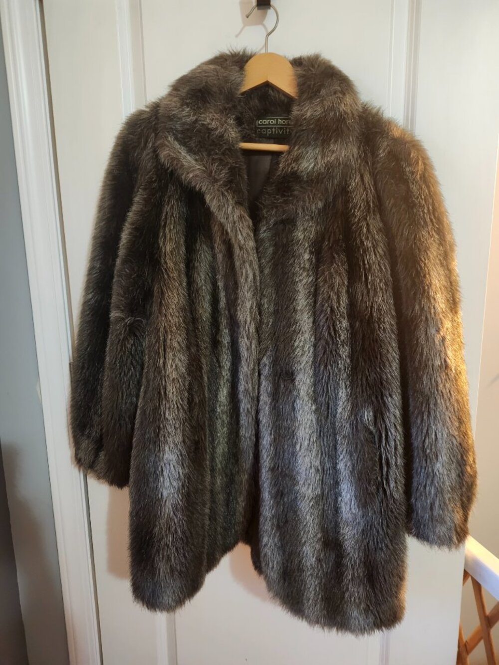 Retro 1980s Carol Horn Captivity High-End Mink Faux Fur Coat Women's M/L